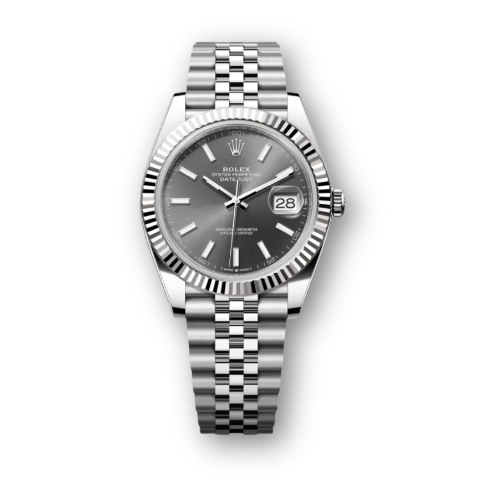 Datejust 41mm in Oystersteel and White Gold with Grey Dial